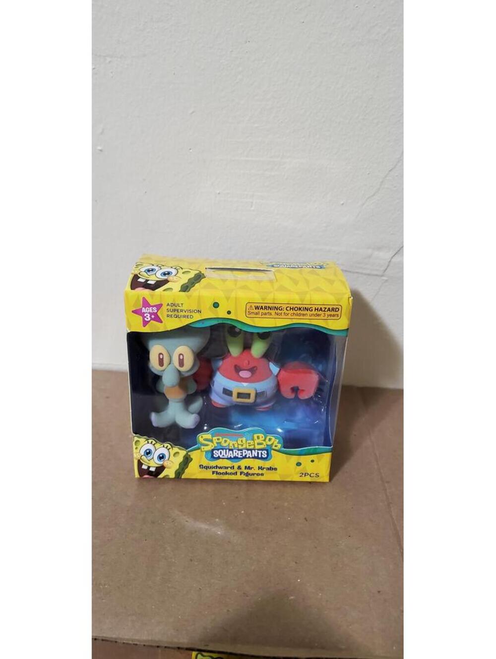 SpongeBob SquarePants Squidward & Mr. Krabs Flocked Figures Set 02 New
